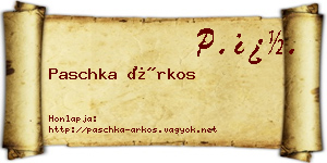 Paschka Árkos névjegykártya